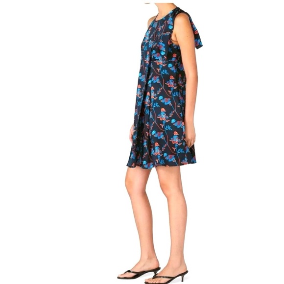 Thakoon Collective Black Multi Floral Print Sleeveless Midi Shift Dress Size 4 - Picture 1 of 16